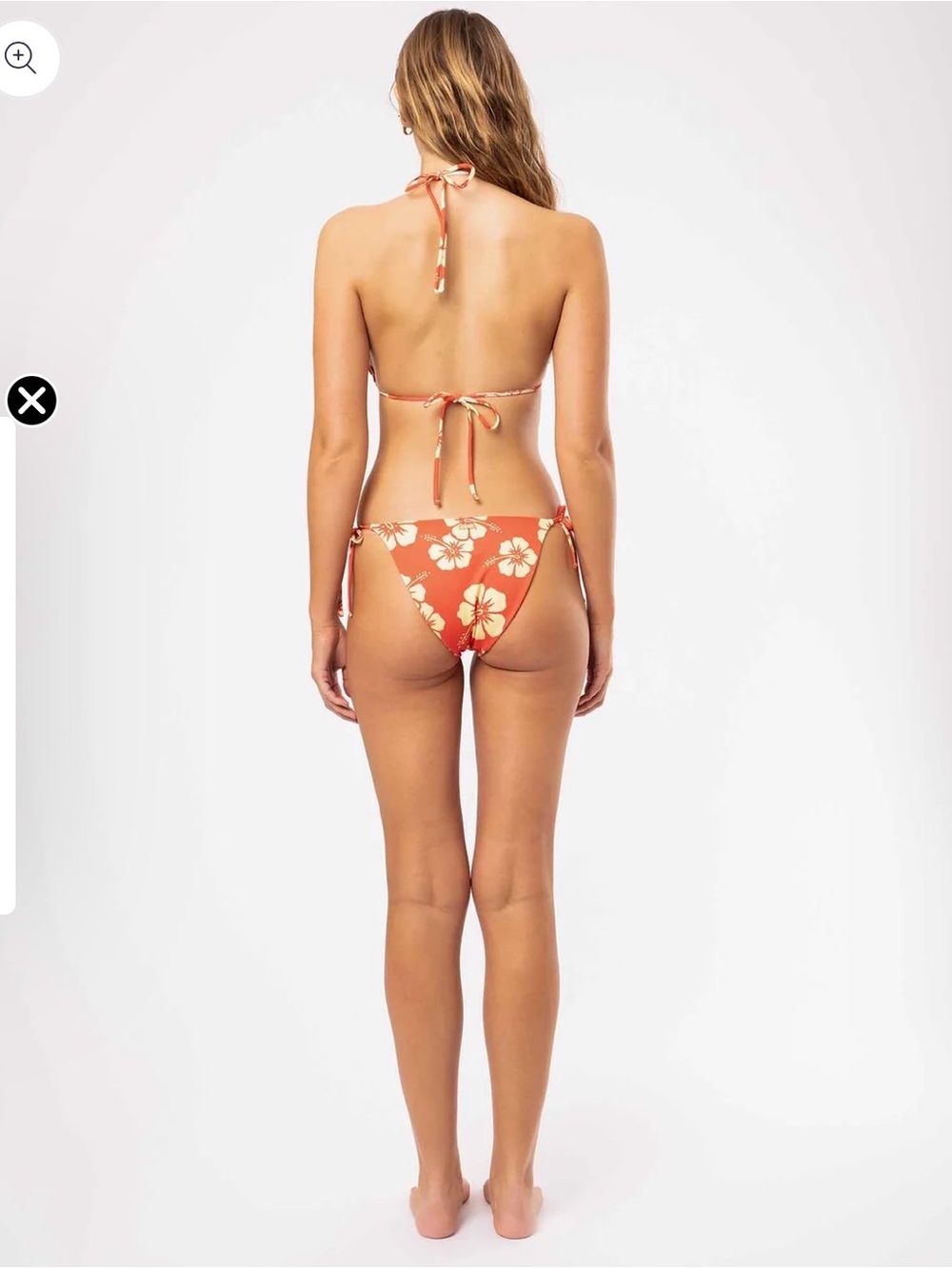 Reversible Floral Tie-Side Orange Bikini Set - Women Swim - Picture 3 of 4